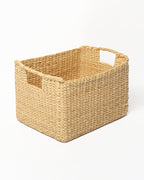 Natural Seagrass Basket with Handles for Shelves, Closets, and Living Room Decor