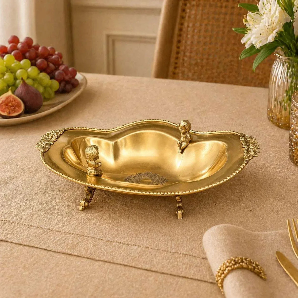 Brass Oval Decorative Dish Bowl / Platter Vedansh Craft