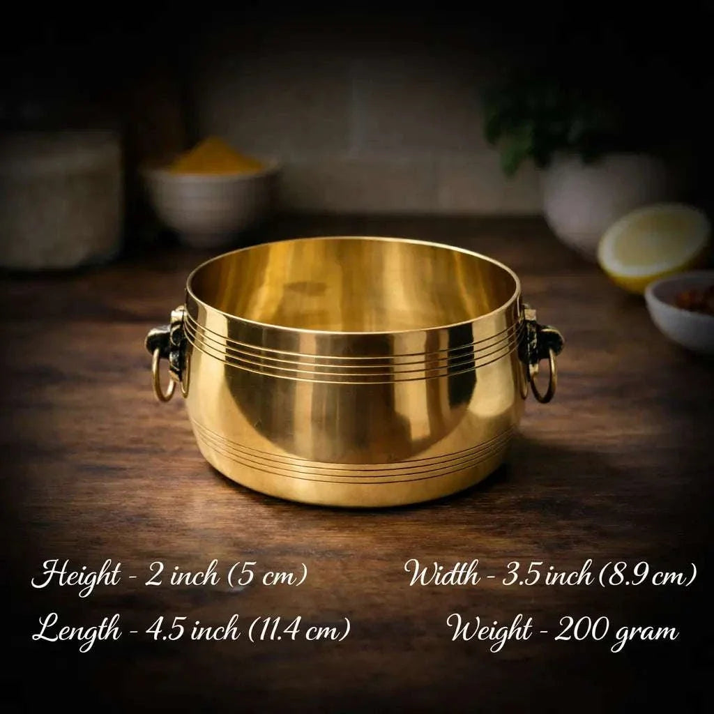 Brass Shankh Chakra Namah Kerala Rice Vessel (2 Inch) Vedansh Craft