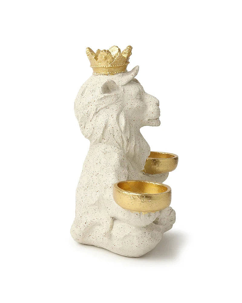 Polypropylene Yoga Lion Tealight Figurine for Living Room Decor and Gifting