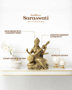 Pure Brass Saraswati Maa Idol for Pooja and Home Decoration