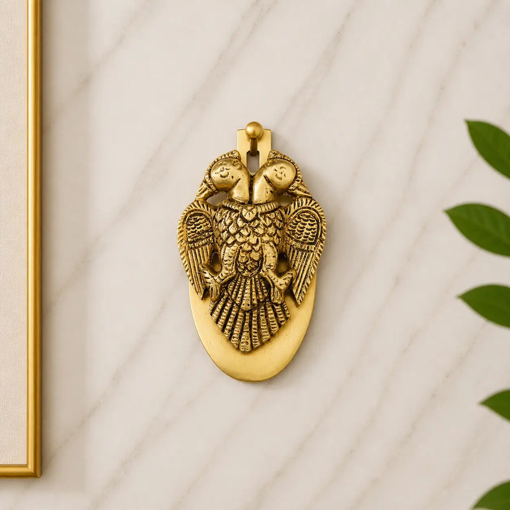 Brass Gandaberunda / Two Headed Bird Wall Hanging Idol (3.8 Inch) Vedansh Craft