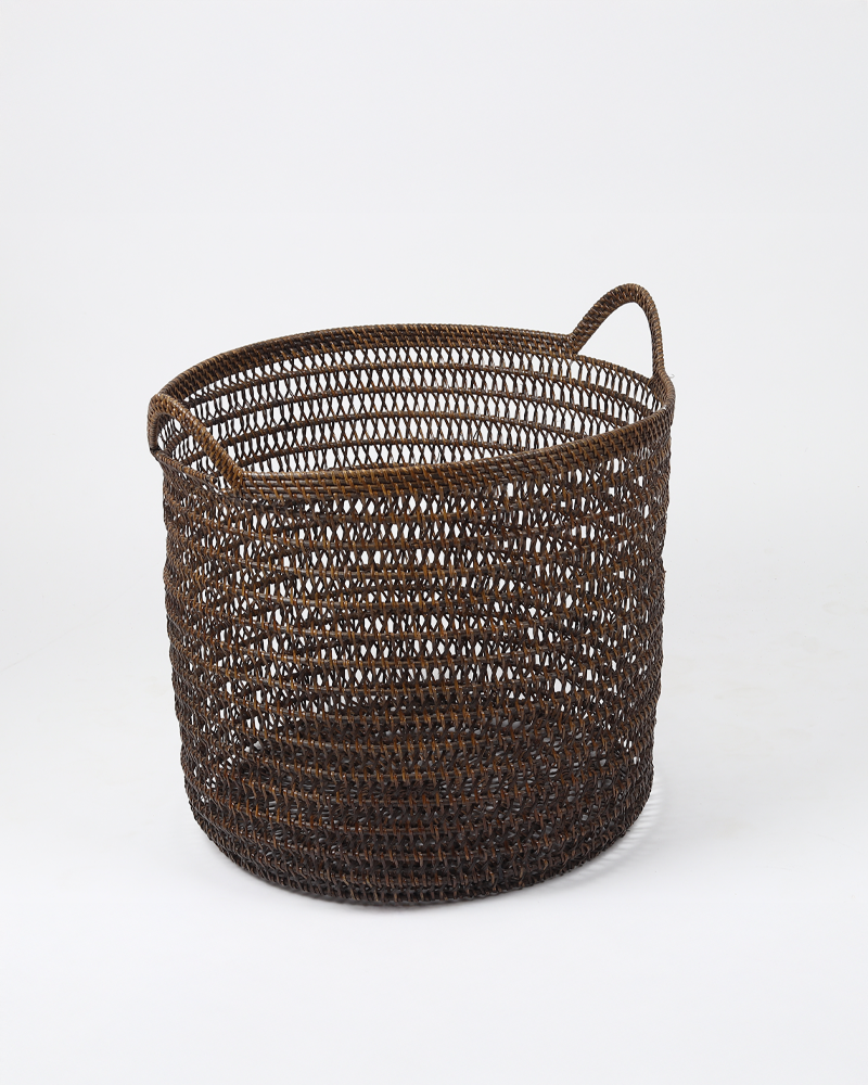 Rattan Basket with Handles for Laundry and Toy Storage