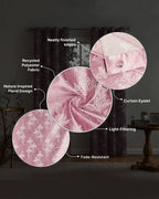 Elegant Polyester Door Curtain with Eyelets (Pink, 7 ft)