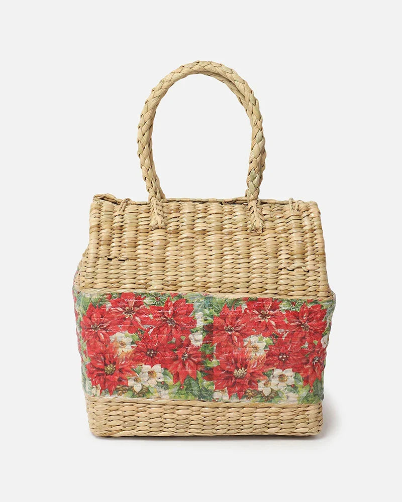 Rustic Seagrass Picnic Basket Handmade for Food Carry & Picnic