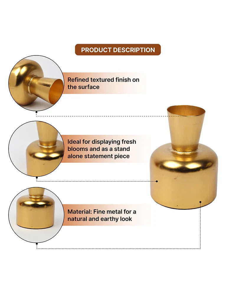 Premium Metal Vase for Flower Arrangements and Stylish Home Decoration