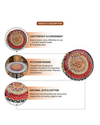Set of 4 Round Jute Placemats for Dining Table and Side Table