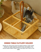 Multi-Purpose Bamboo Spoon Stand Caddy - Kitchen and Table Organiser