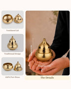 100% Pure Brass Akhand Diya with Star-Cut Dome Lid