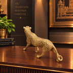 Brass Leopard / Tiger Statue (8.5 Inch) Vedansh Craft