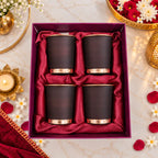 Copper Glass Set of Four With Gift Box/Hamper (3.5 Inch) Vedansh Craft