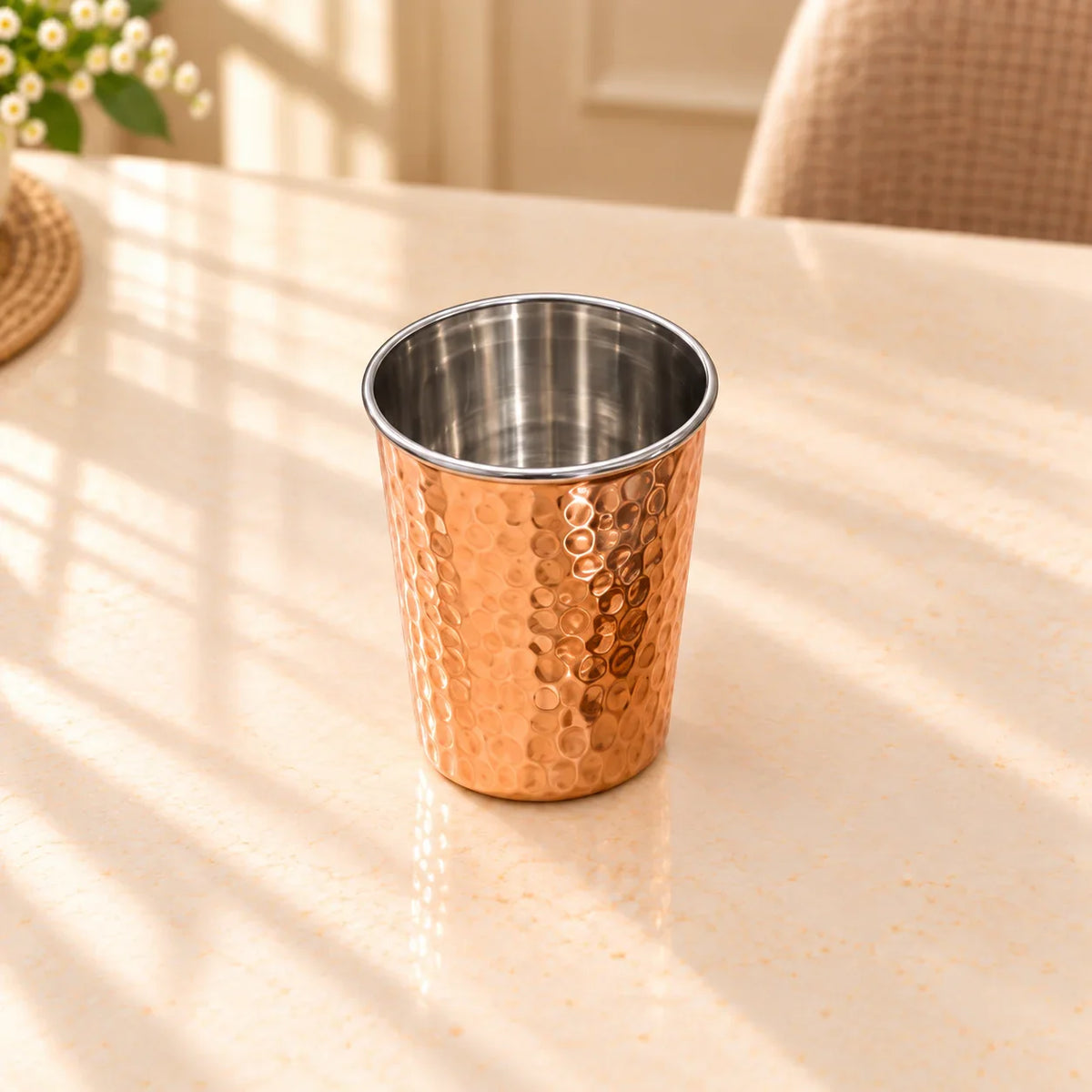 Copper/Brass Hammered Thali/Dinner Set Vedansh Craft