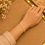 Geometric Tennis Bracelet for Women | Split Leaf & Oval CZ Design Vedansh Craft