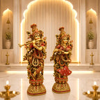 Brass Stone Work Standing Radha Krishna Statue Set (30 Inch) Vedansh Craft