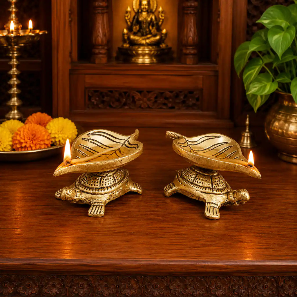 Brass Tortoise Oil Diya Pair (1.5 Inch) Vedansh Craft