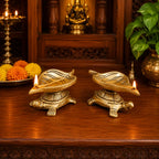 Brass Tortoise Oil Diya Pair (1.5 Inch) Vedansh Craft