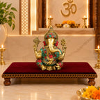 Brass Stone Work Sitting Ganesha Idol Vedansh Craft