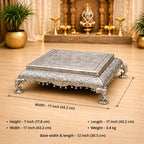 German Silver Handcrafted Chowki with Elephant Leg (7 Inch) Vedansh Craft
