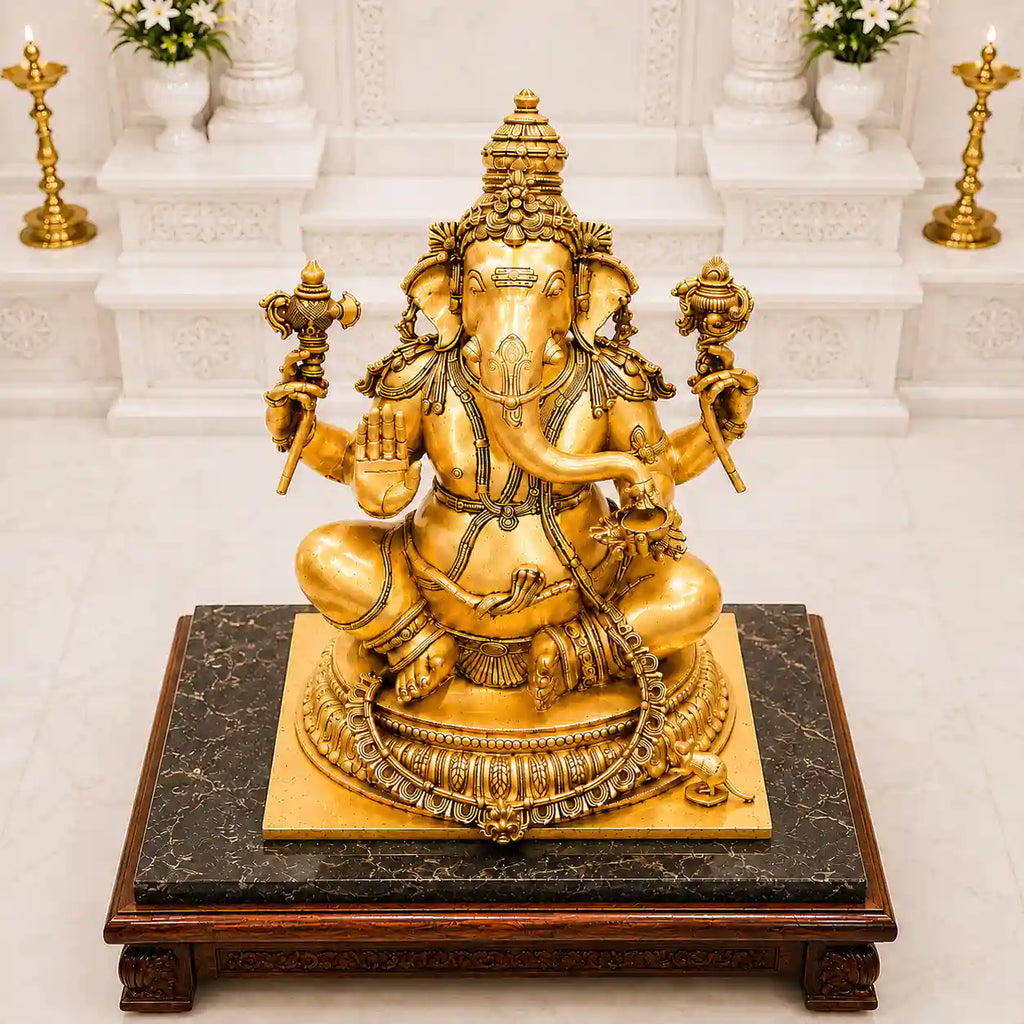 Brass Lord Ganesha Sitting Idol (22 Inch) Vedansh Craft