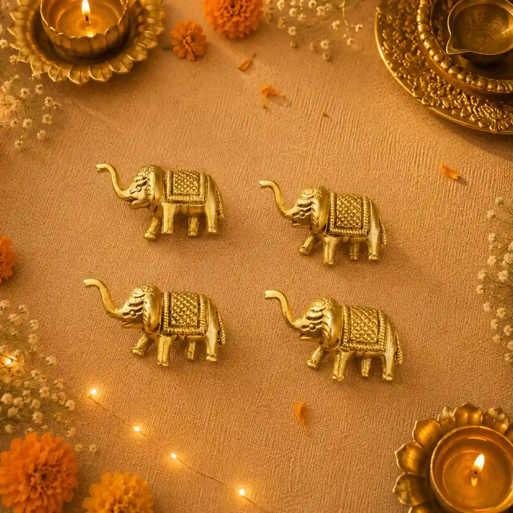 Brass Elephant Statue Set With Gift Box/Hamper Vedansh Craft