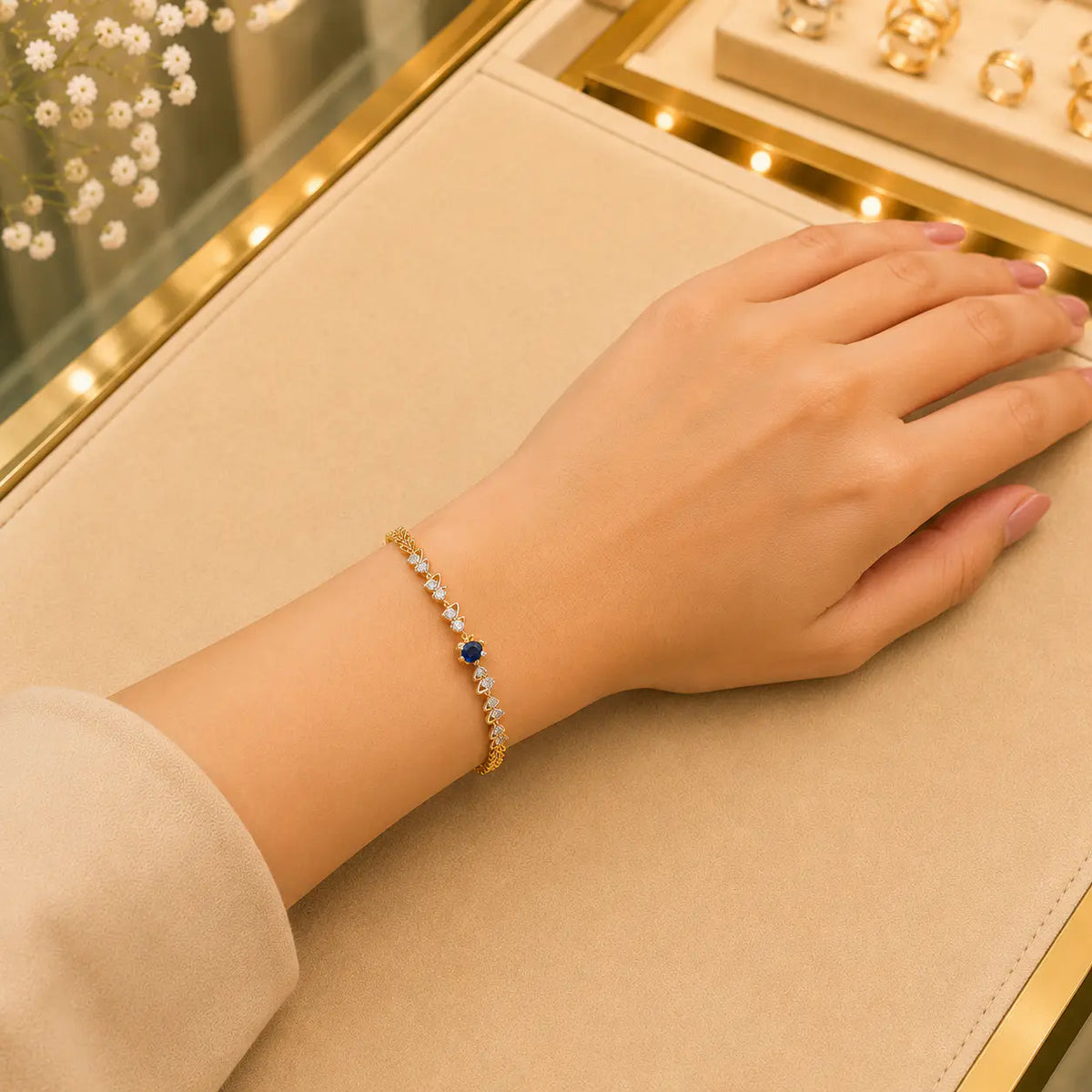 Leaf & Vine Tennis Bracelet for Women | CZ Stones, Gold-Tone Clasp Vedansh Craft