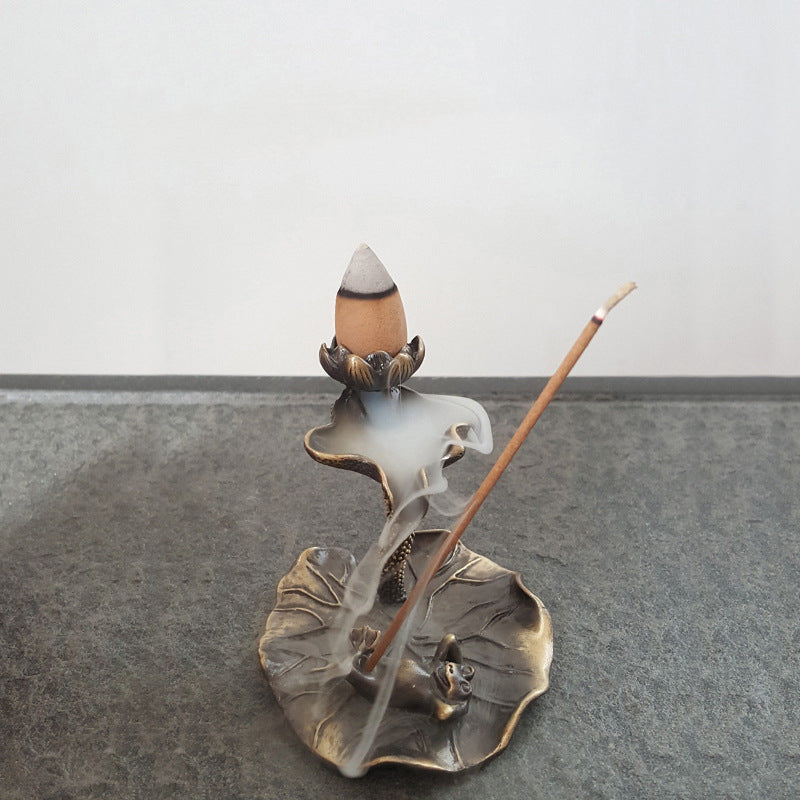 Creative Incense Stick Incense Burner Lotus Leaf Frog Seat