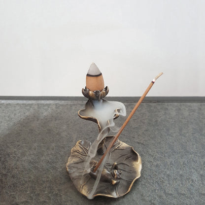 Creative Incense Stick Incense Burner Lotus Leaf Frog Seat