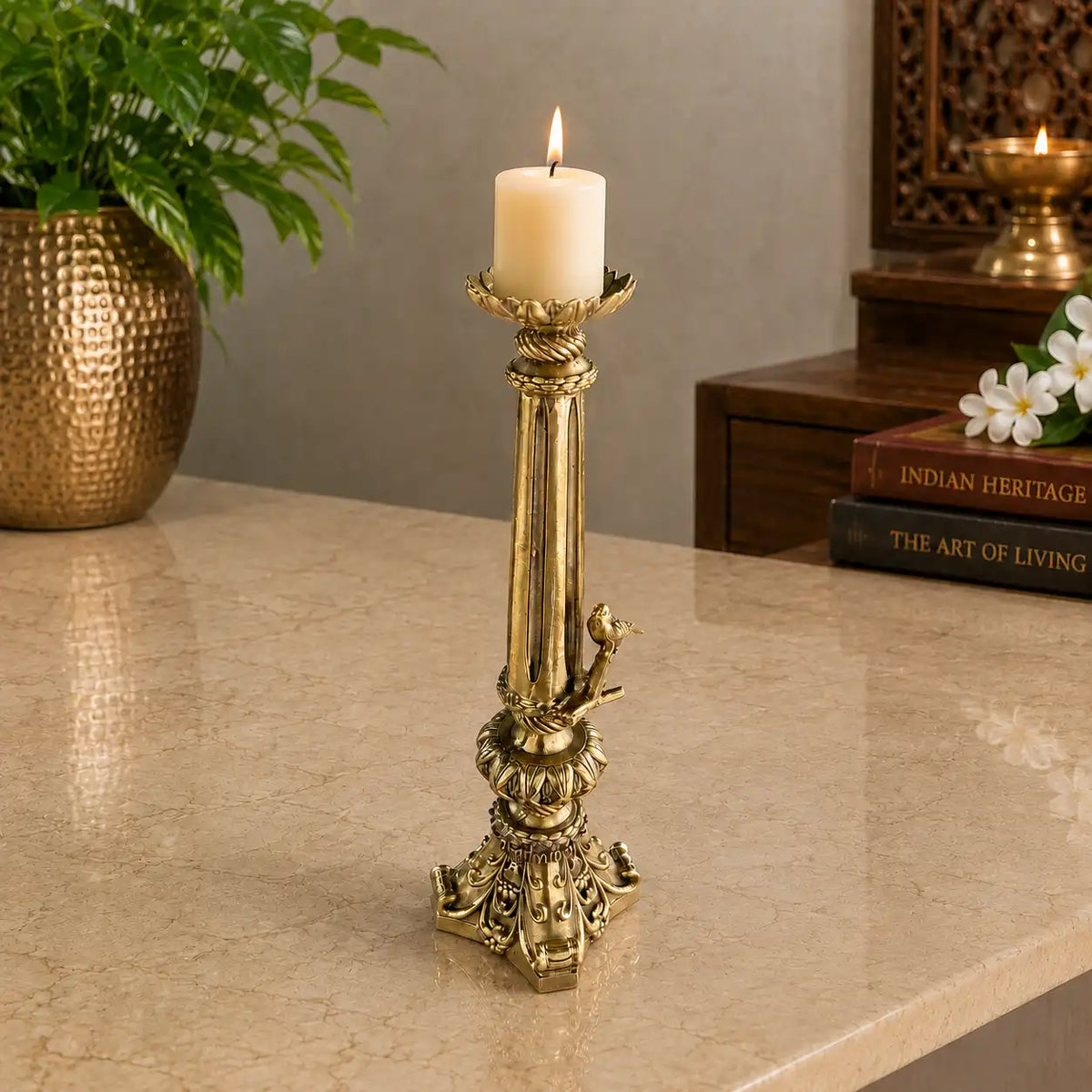 Brass Lightweight Candle Stand Holder (8.5 Inch) Vedansh Craft