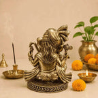 Brass Lightweight Sitting Pagdi Ganesha Idol (5 Inch) Vedansh Craft