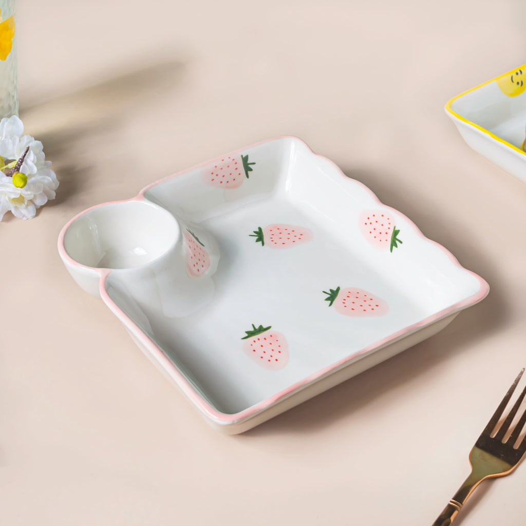 Strawberry Dreams Sectioned Plate Pink Nestasia