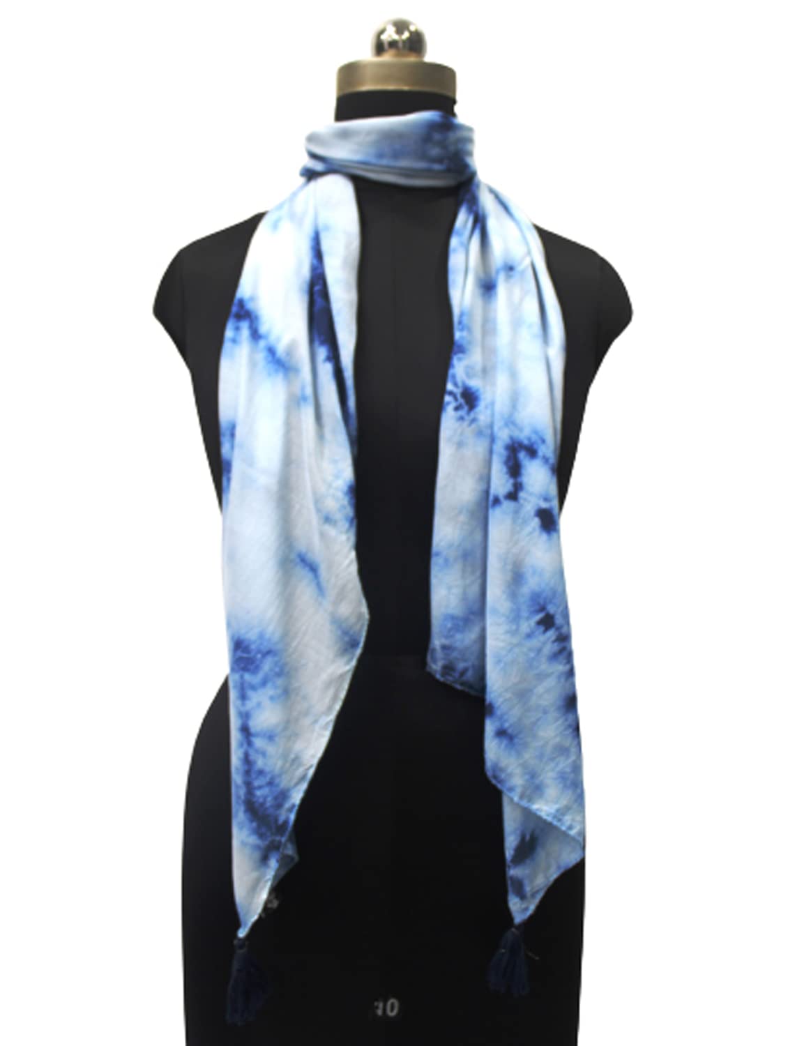 DESI BUTIK Alluring Muslin Tie-Dye Printed Dark Blue Everyday Light-weight Scarves/Stoles for Women SCARF101