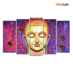 VIBECRAFTS Spiritual Buddha Meditating Wall Painting Set of Five For Home|Office|Living Room|Gift (PTVC5Pcs2_6579)