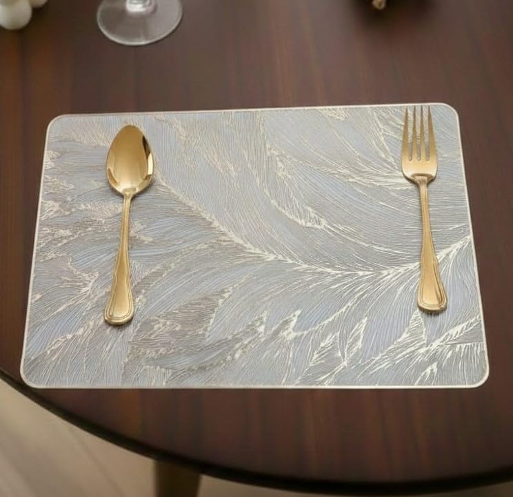 Table Placemats 18pcs Elegant Light Golden Color with Stunning 3D Embossed Design | Durable, Waterproof & Stylish Dining Decor(JC-1JJG-MA1M-PO18) Kafalo