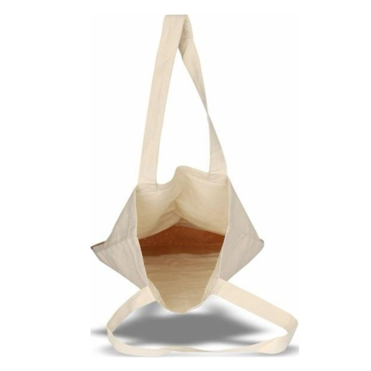CrownLit Cotton Canvas Tote Bag with Cork Base, Long Shoulder Straps, Natural Beige, Pack of 2