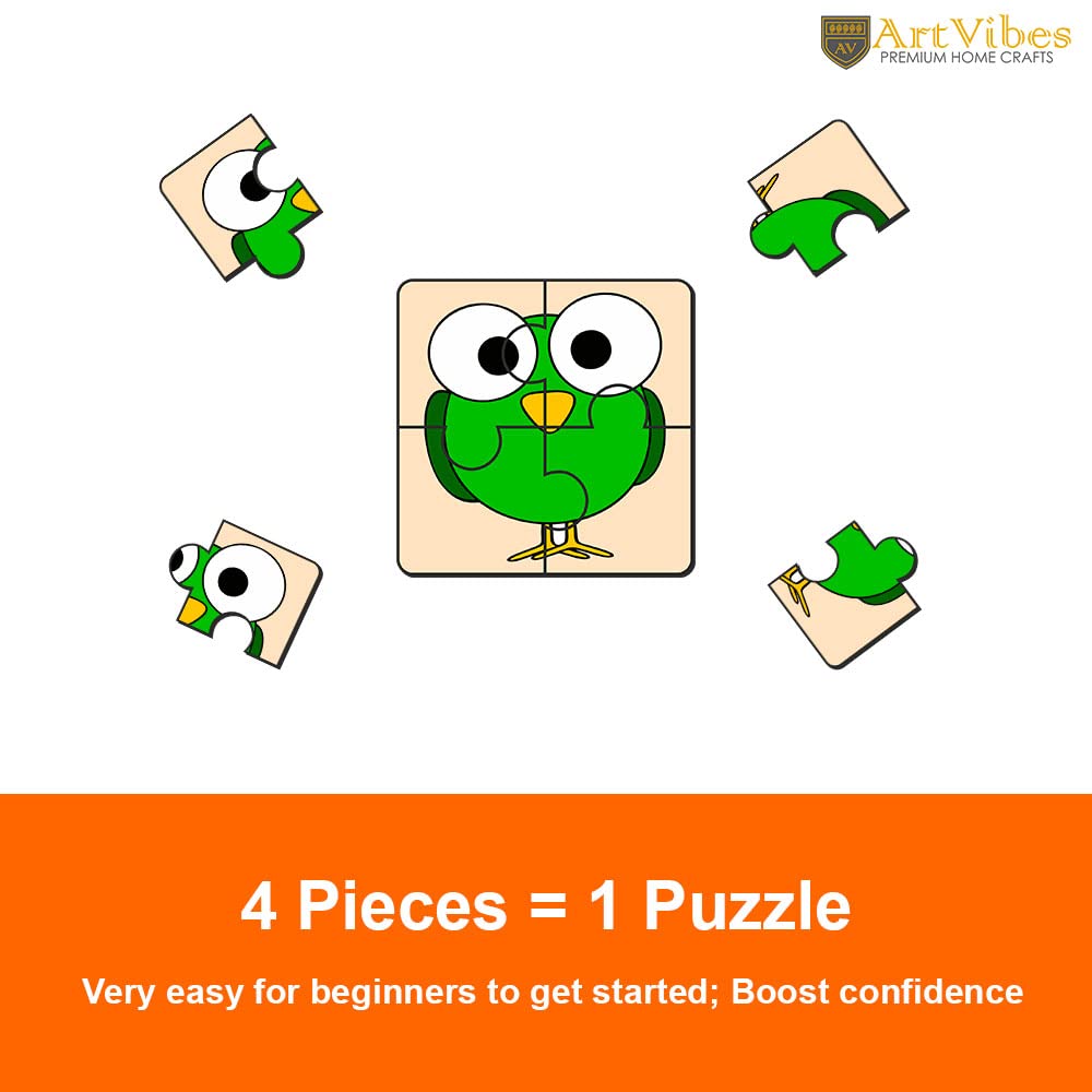 Artvibes Birds Wooden Jigsaw Puzzle Games for Children & Kids | Jigsaw Puzzles for Kids Age 2-5 | 4 Pieces Puzzles | Toddler's Wooden Puzzle (PZ_503N), Set of 6