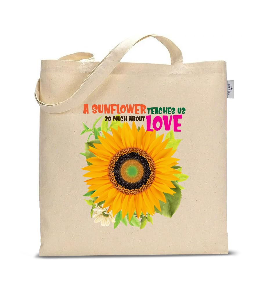 Gift a Joy Sunflower Print Cotton Tote Bag for Women & Girls | Reusable Multipurpose Shopping Bag for Office, College, Travel & Daily Use
