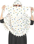 MQUXES Cotton 2 In 1 Long Scarf Mask With Dupatta Usable For Vehicle Driving | Universal Size | For Girl & Women | Mix Pattern, Female, White