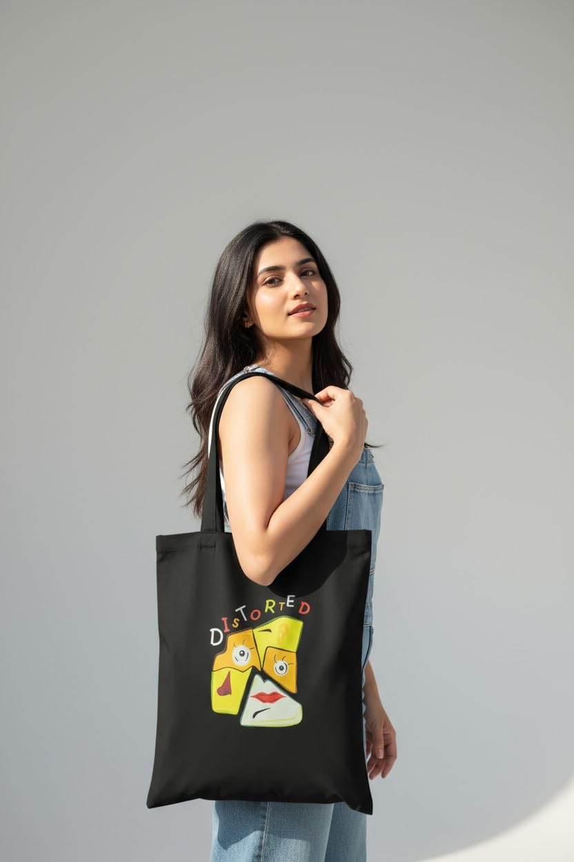 DANIOO DON'T WORRY WE CARRY Canvas Reusable Cloth Canvas Tote Bag With Zipper And Inner Pocket For Women And Girls, Travel/Beach/Gift/College Tote Bag Pack Of 1 (Black) (Orange,Yellow)
