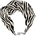 CAPICHINO Women Silk Scarf Necklace Magnetic Buckle with Rhinestone Small Neckerchief Clavicle Chain Headdress Pendant Scarf (Black White 2)