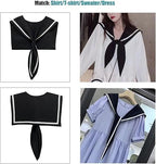 HAYZO Women's Sailor Collar Scarf | Detachable Fake Collar Necklace | Sailor Style Shawl Wrap for Sweater, Shirt & Dress | Fashion Accessory Top Collar (Black)