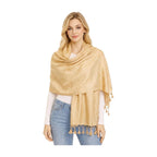 ZEN APPAREL Soft Viscose Fabric Jacquard Scarf, Stole, Shawl (Beige)