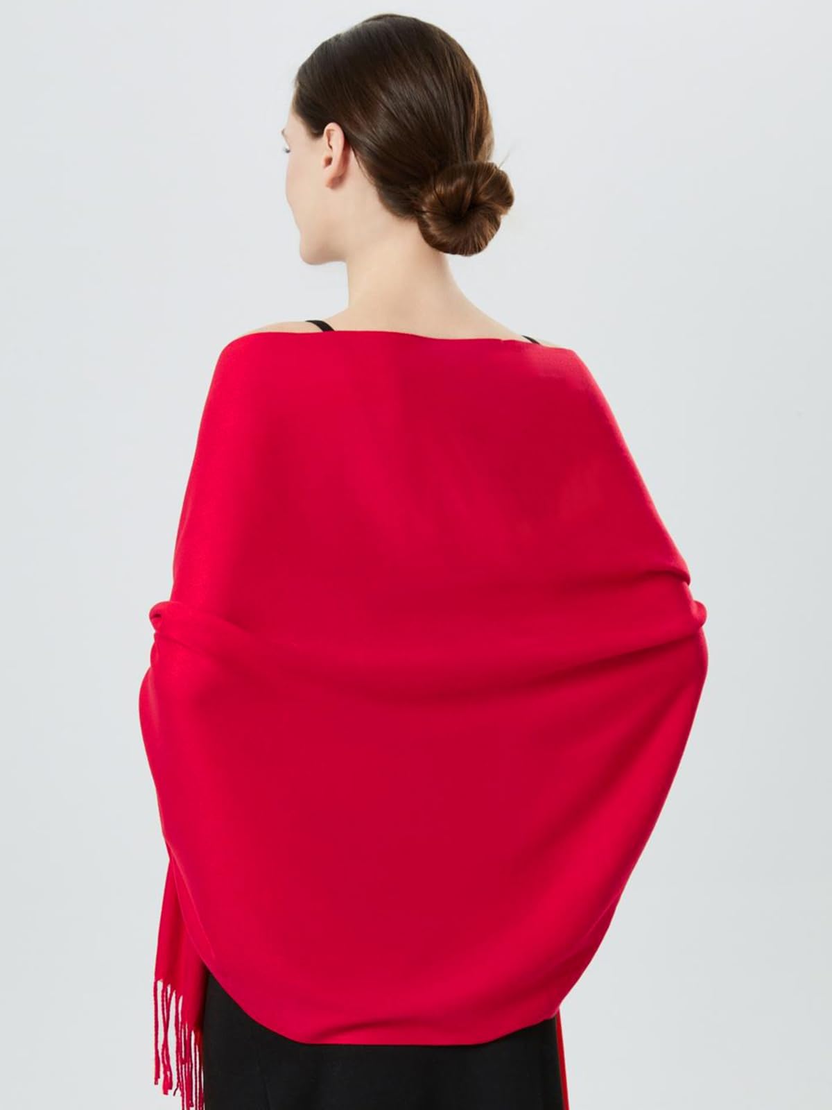 QBSM Scarf Women's Warm Autumn Cashmere Scarves for Men and Women Winter Scarf 20+ Colours Plain & Pashmina Esprit, China Red, One Size