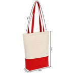 Heavy Duty 12 oz Cotton Canvas Tote Bag with Bottom Gusset Grocery Beach Shopping Bag 17x14x4 Inches (Red - 12 Pack)