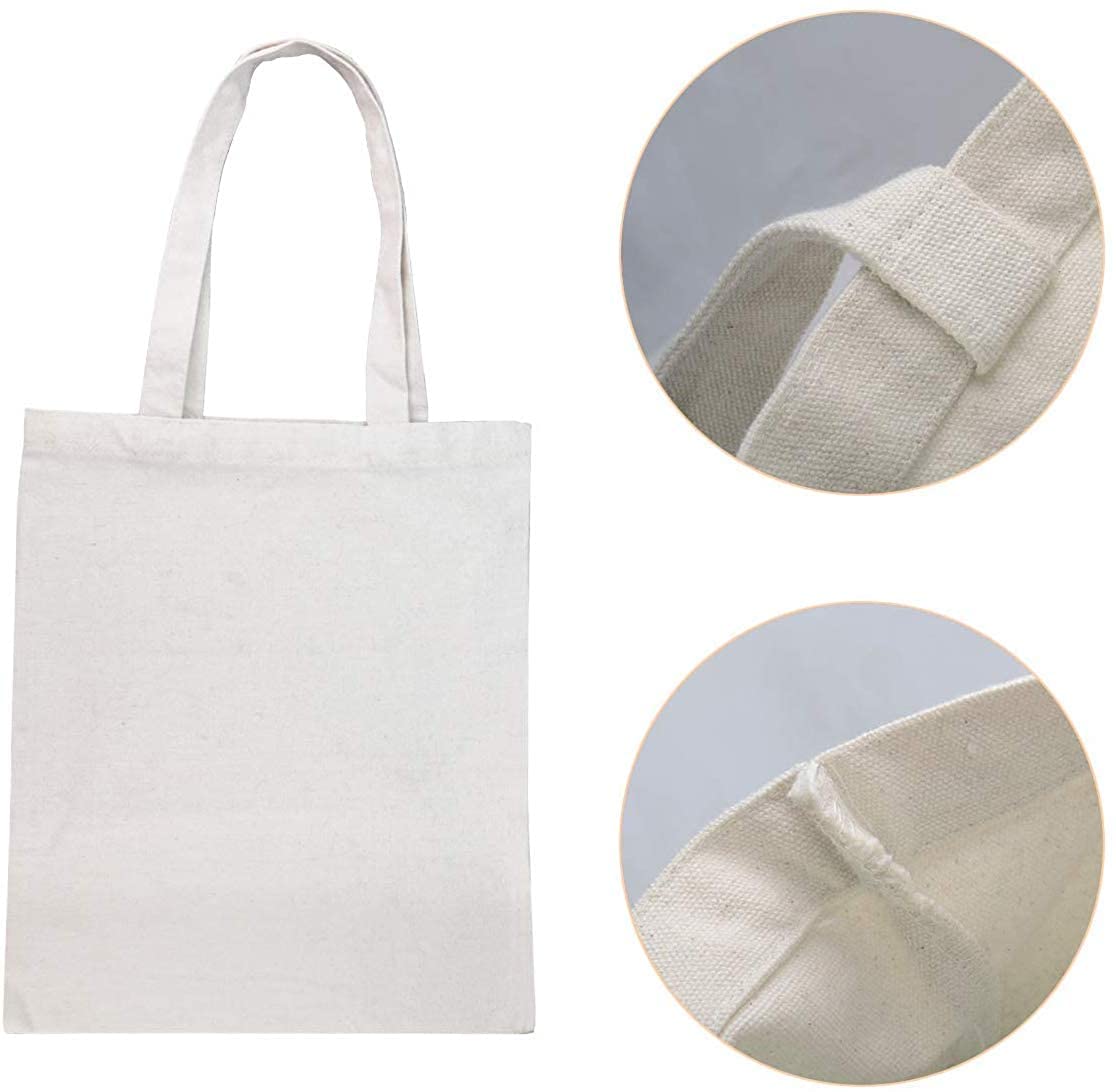 . 91950 Canvas Tote Bags,Heavy Duty and Strong ENVIRONMENT FRIENDLY Shopping Grocery Bag Blank Cotton Bags for Decorating Crafts (Beige, 13.6x 15.3) 6 Pack