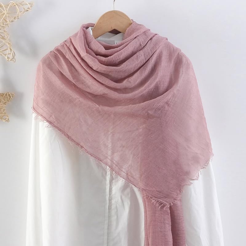 CrossKulture Crinkled PolyCotton Scarf for Women - 180 x 90 cm Stole for Women | PolyCotton Scarf for Summers, Head Cover for Women | Lightweight Scarf for Women | Women Accessory (Champagne)