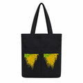 Suryatra Amaltas Blossom Noir Canvas Tote Bag for Women & Men | Premium Cotton Canvas Shoulder Bag with Dual Front Pockets | Tote Bag for Office, College, Shopping & Travel | Black | 14 x 16 Inches