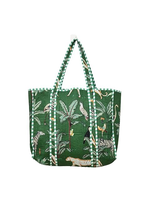 Yda fashion Quilted Cotton Tote Bag for Women & Men, 3 Layer Shopping Bag, Printed Reusable Grocery Tote, Lightweight Multipurpose Shoulder Handbag for Daily Use