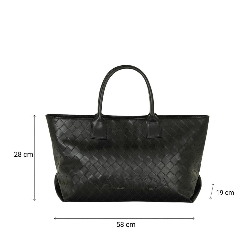 Nautica Women's Large Tote Bag | Durable PU with Quilted Design & Padded Grab Handles Ladies Shoulder Bag | Premium Spacious Handbag with Magnetic Closure for Girls | Black