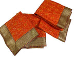 Lakshmi Maa Collection Rumala Double Set with Skin with 3D Orange & Golden Flowers with Golden Outline,Golden Gota & Designer (4 PEC.)