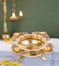 Artvarko Brass Ethnic Traditional Urli Bowl with Diys Flowers Urli Bowl for Floating Candles Home Office Decor Diwali Gift 7.5 Inch